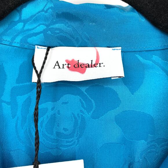 Art Dealer Cutout Floral-Jacquard Midi Dress Womens Size M Turquoise Blue NEW - Picture 7 of 8